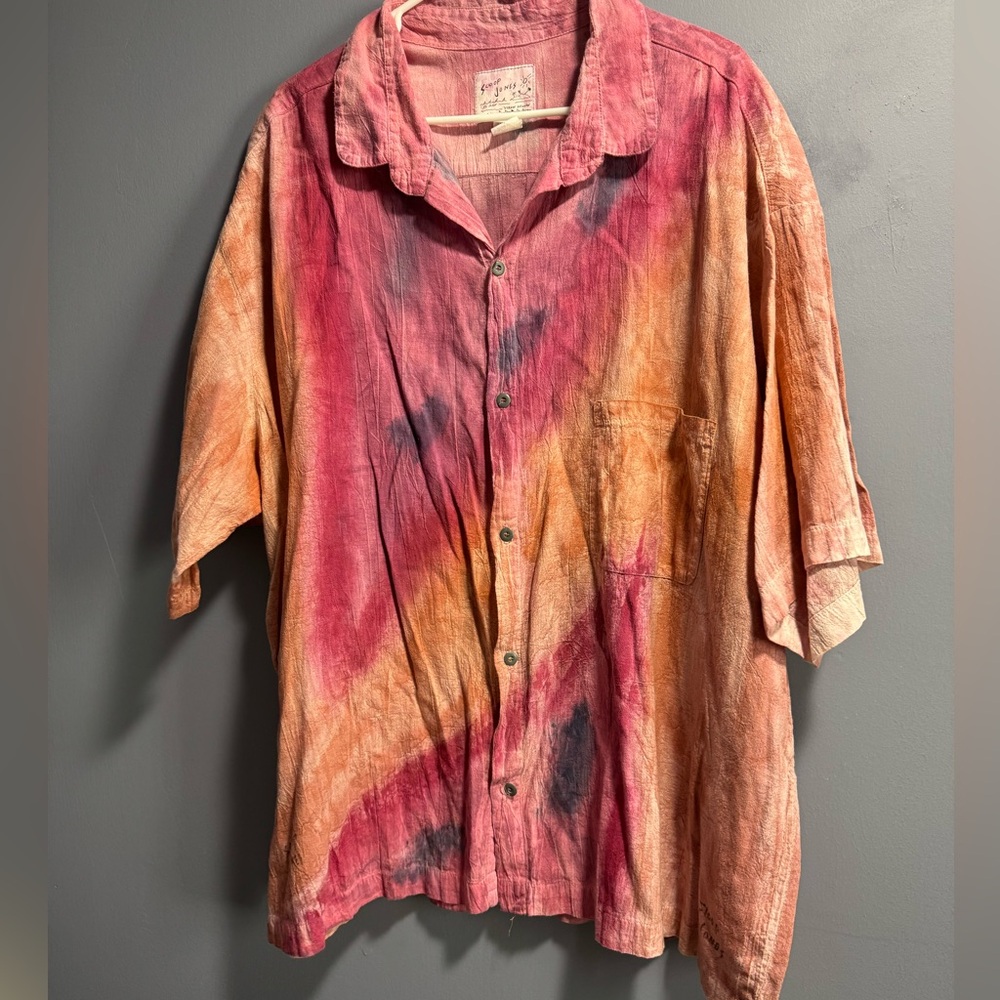 Hand-painted Cotton Short-Sleeve Shirt, Unisex, by Sloop Jones, XL made in usa